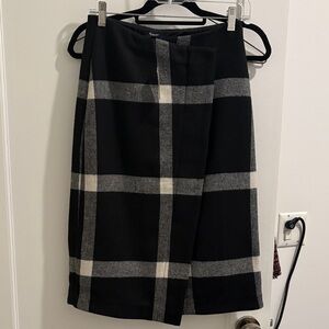 Madewell Black and White Plaid Pencil Skirt